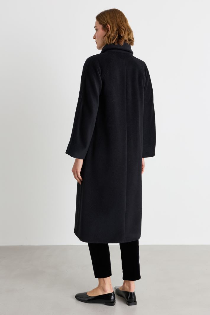 Wool Beaver Coat - BLACK - Intrend - 4