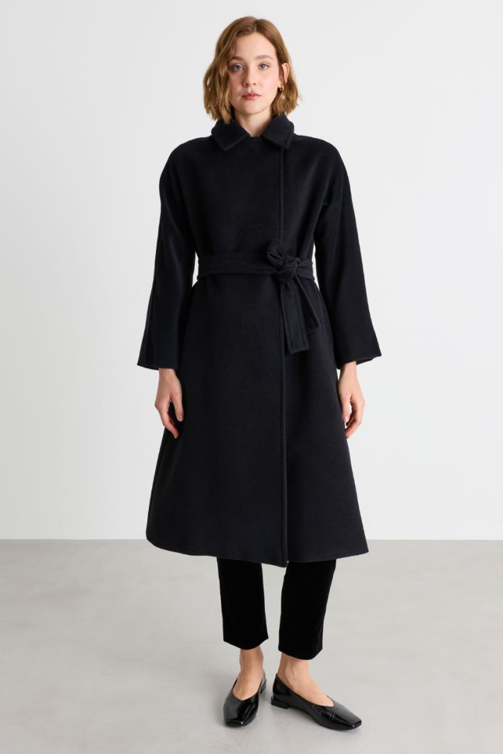 Wool Beaver Coat - BLACK - Intrend - 2
