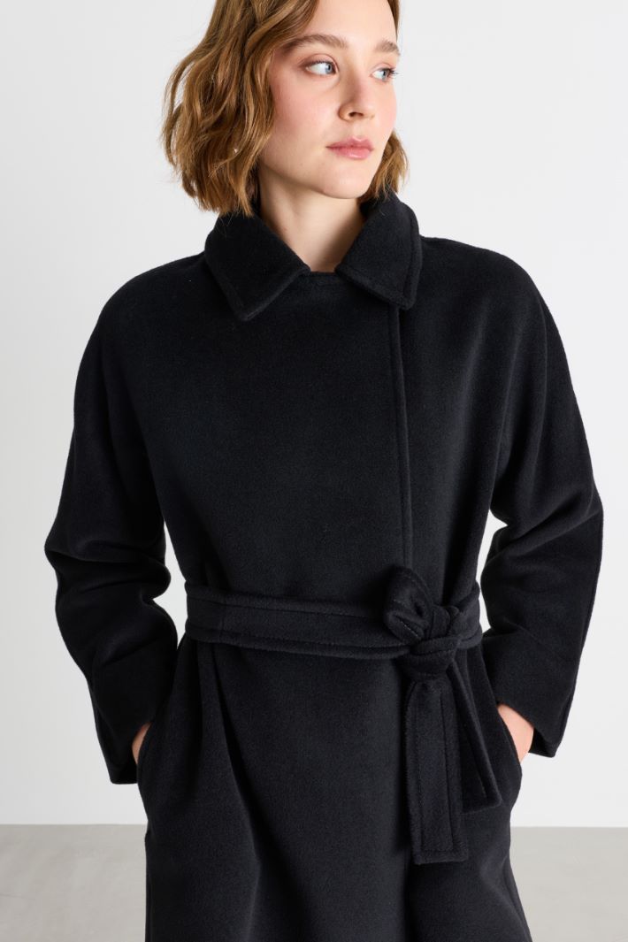 Wool Beaver Coat - BLACK - Intrend - 3