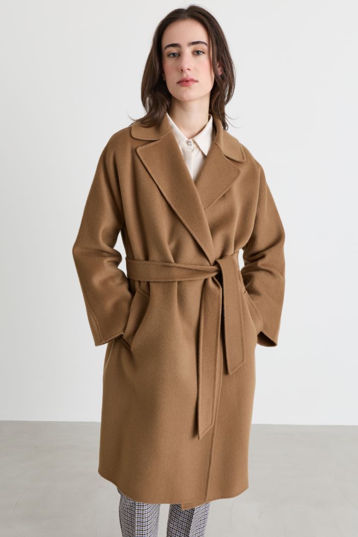 Robe coat in double-faced cloth - CAMEL - Intrend - 2
