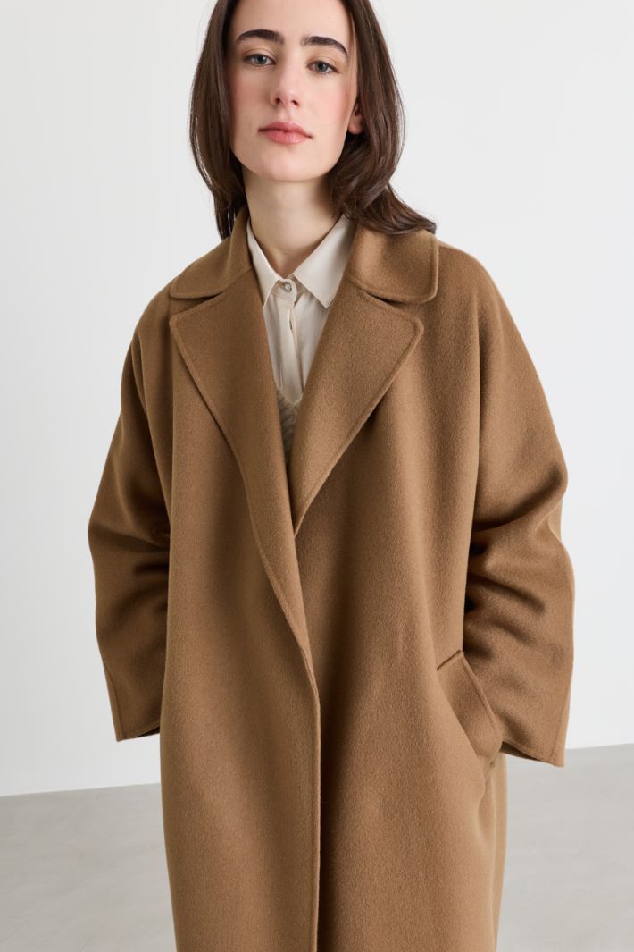 Robe coat in double-faced cloth - CAMEL - Intrend - 3