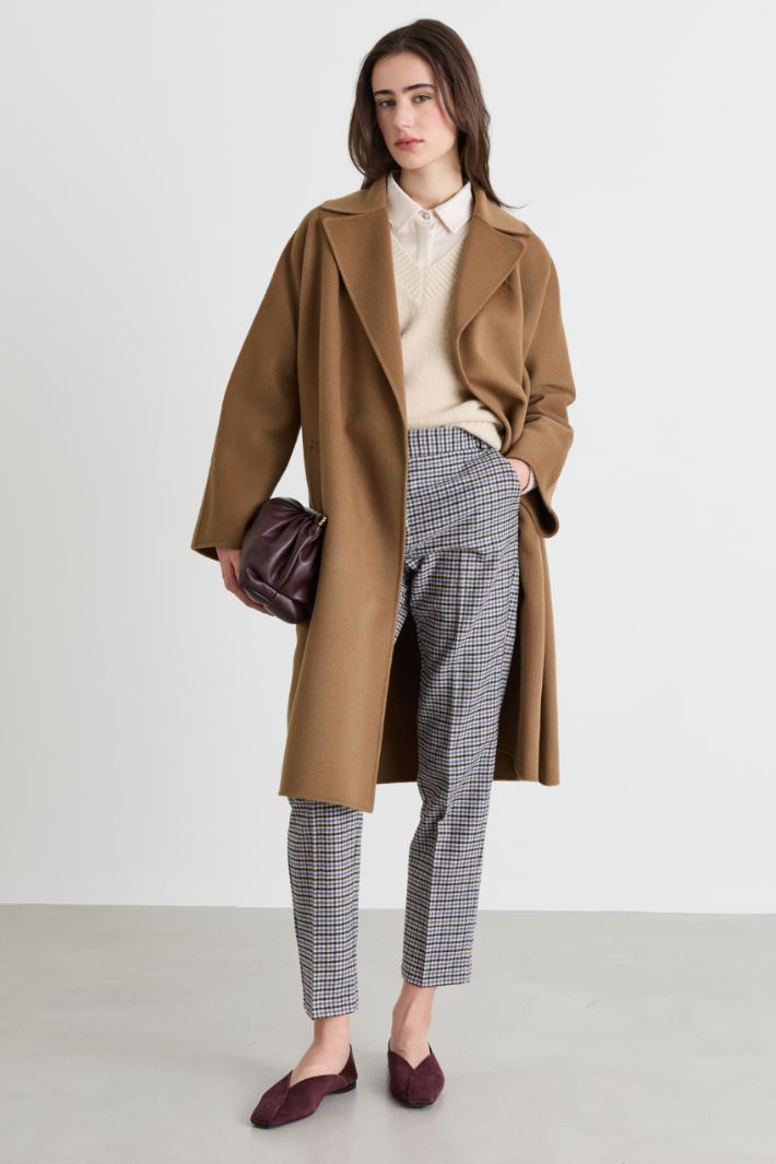 Robe coat in double-faced cloth - CAMEL - Intrend