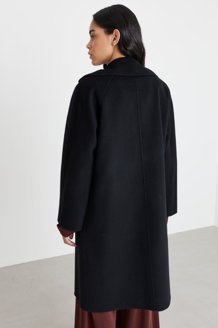 Robe coat in double-faced cloth - BLACK - Intrend - 4