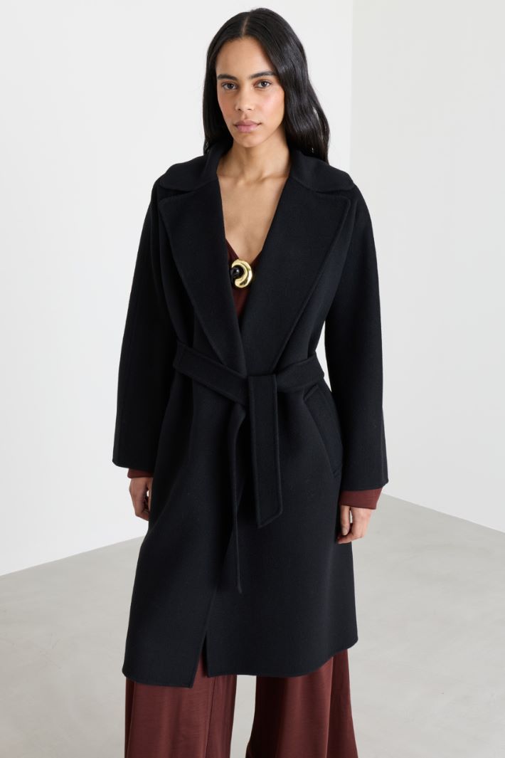 Robe coat in double-faced cloth - BLACK - Intrend - 2