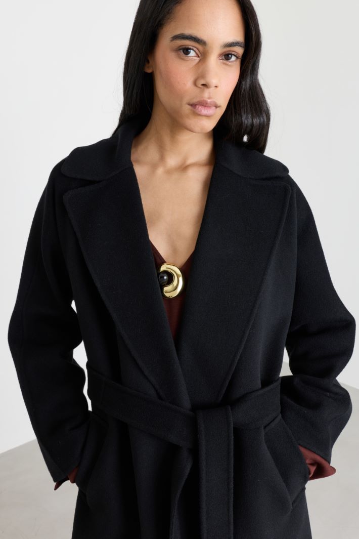 Robe coat in double-faced cloth - BLACK - Intrend - 3