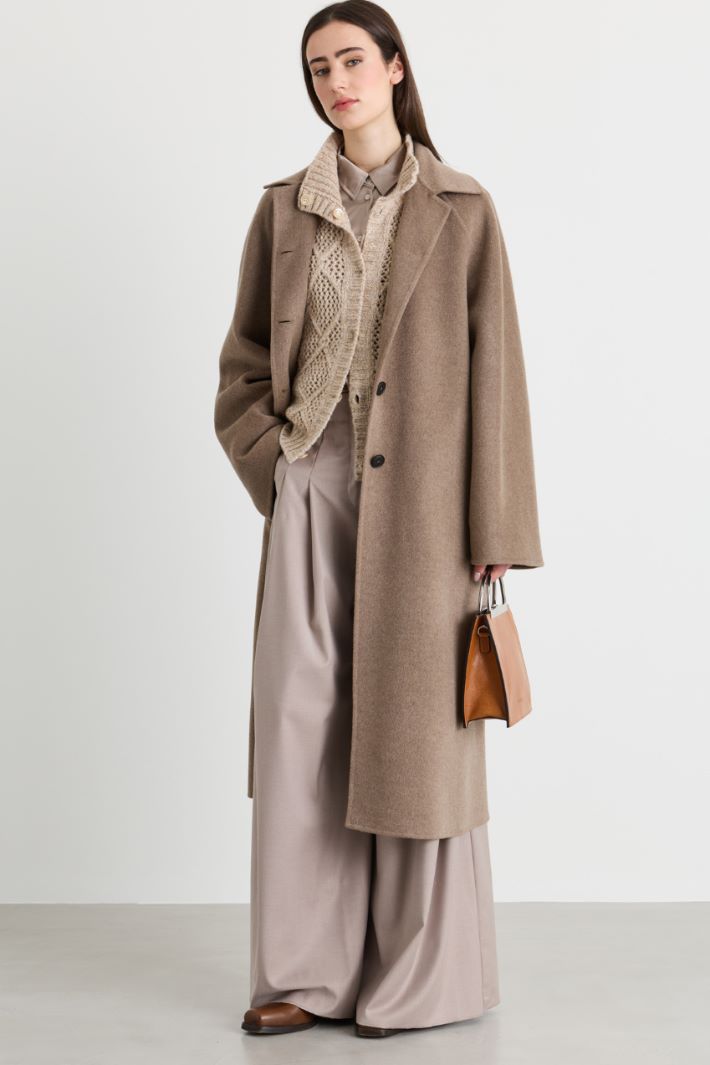 Cappotto lungo oversize con cintura - CAMMELLO - Intrend