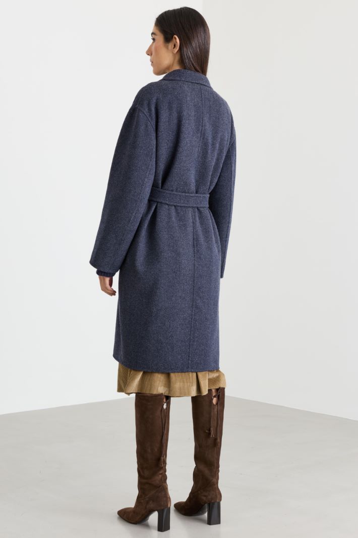 Manteau peignoir en drap double - BLEU - Intrend - 4