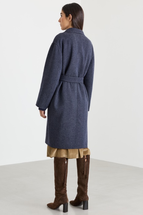 Cappotto a vestaglia in double di lana