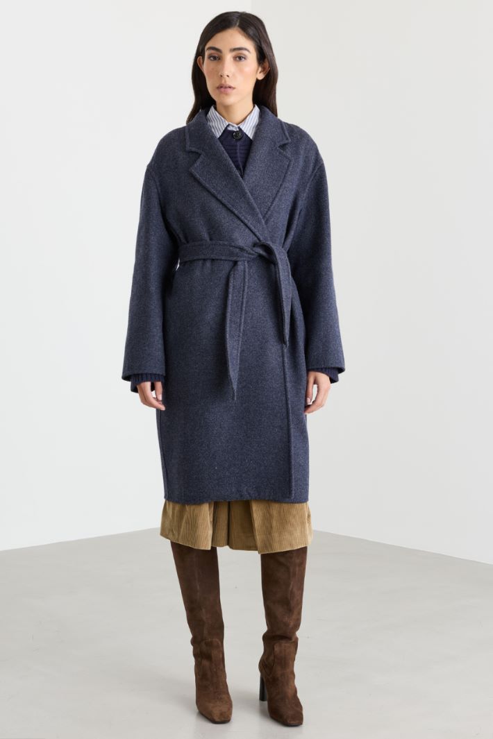 Manteau peignoir en drap double - BLEU - Intrend - 2