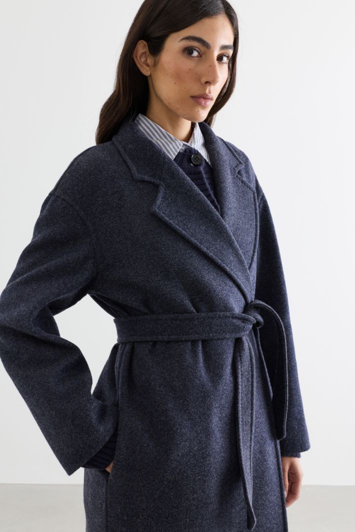 Manteau peignoir en drap double - BLEU - Intrend - 3