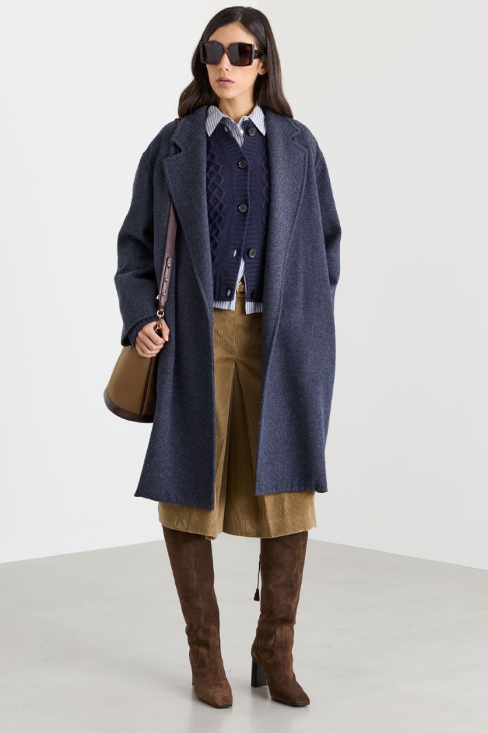 Manteau peignoir en drap double - BLEU - Intrend