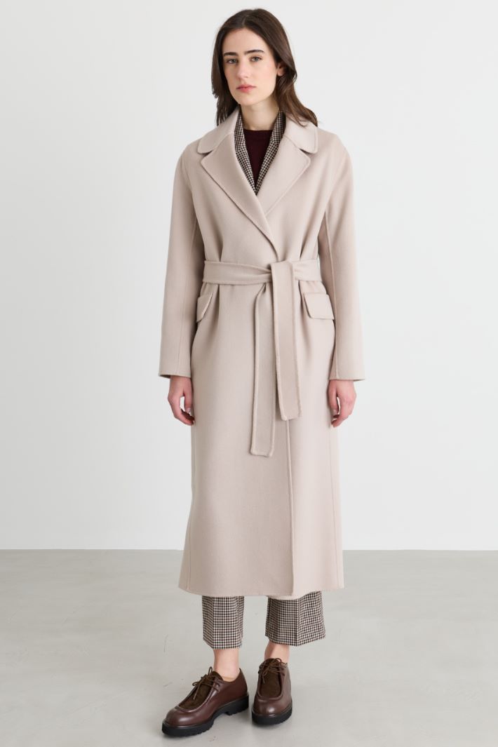 Wool-Blend Robe Coat - BEIGE - Intrend - 2