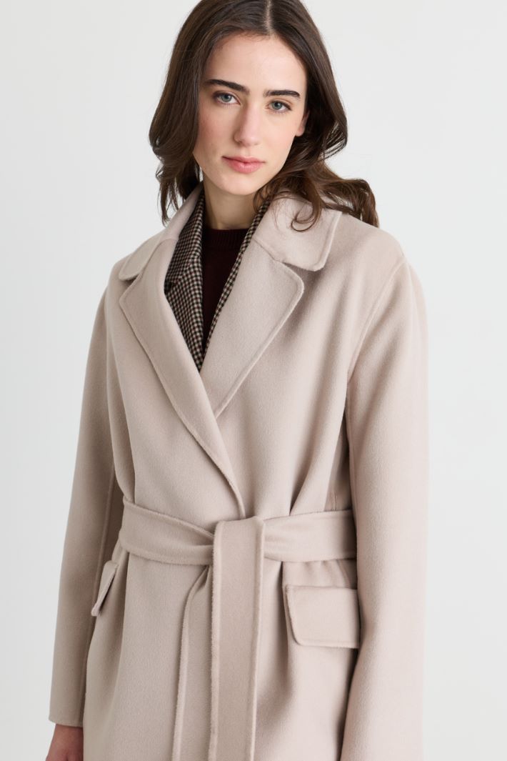 Wool-Blend Robe Coat - BEIGE - Intrend - 3
