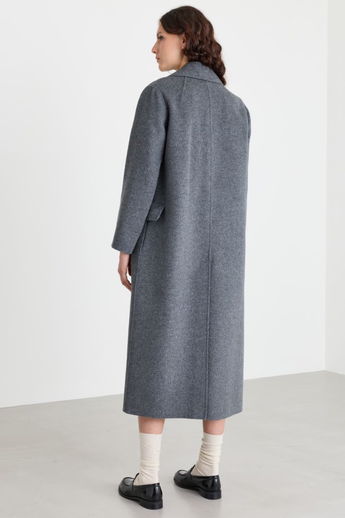 Wool-Blend Robe Coat - GREY - Intrend - 4