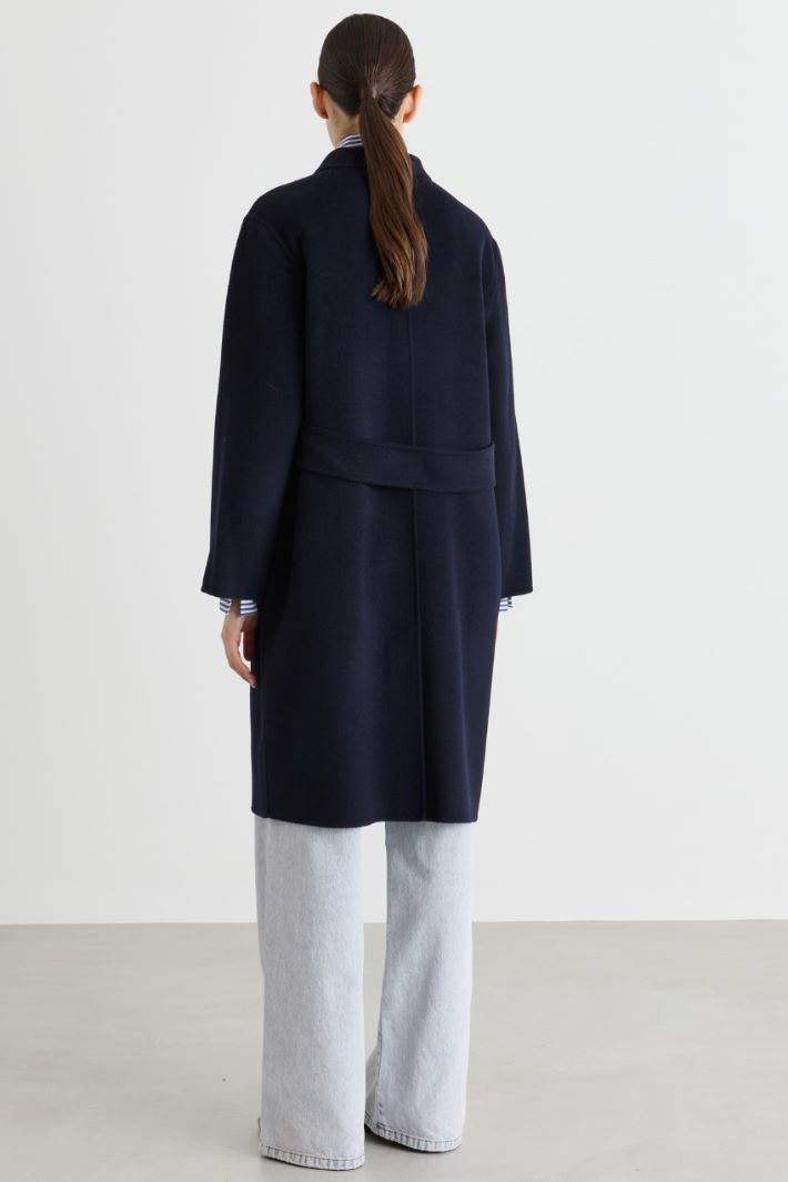 Multi-pocket wool coat - BLUE - Intrend - 4