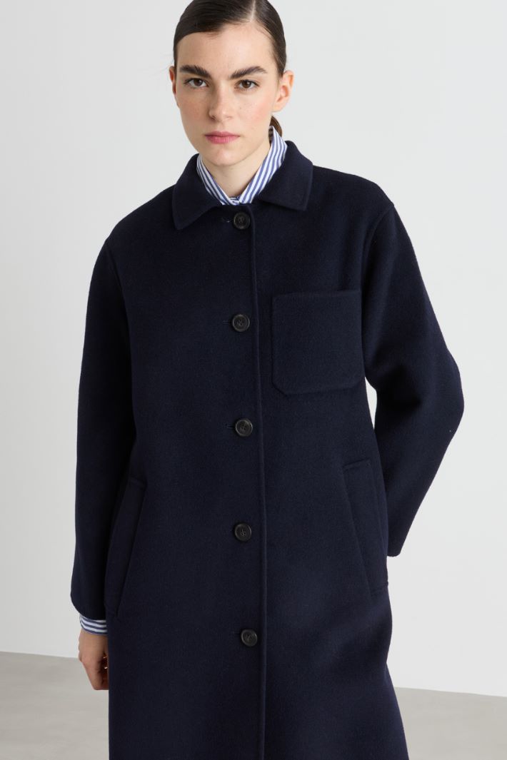 Multi-pocket wool coat - BLUE - Intrend - 3