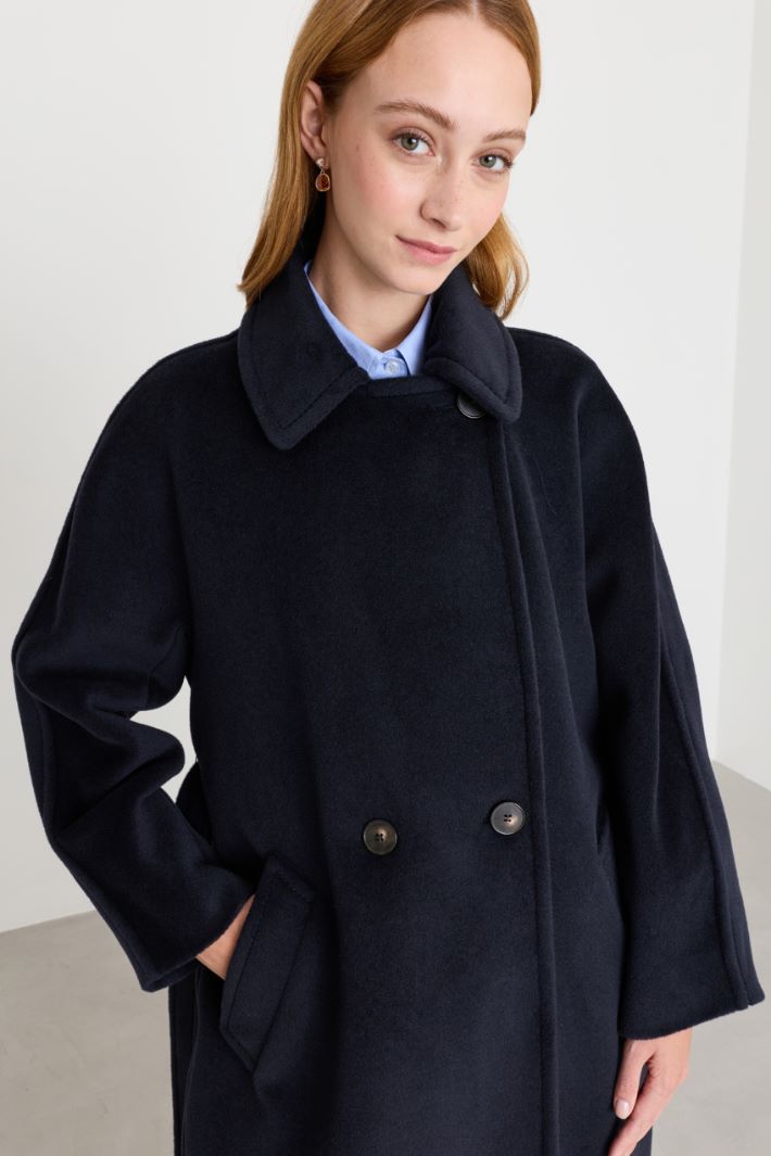 Cappotto doppiopetto in beaver - BLU - Intrend - 3