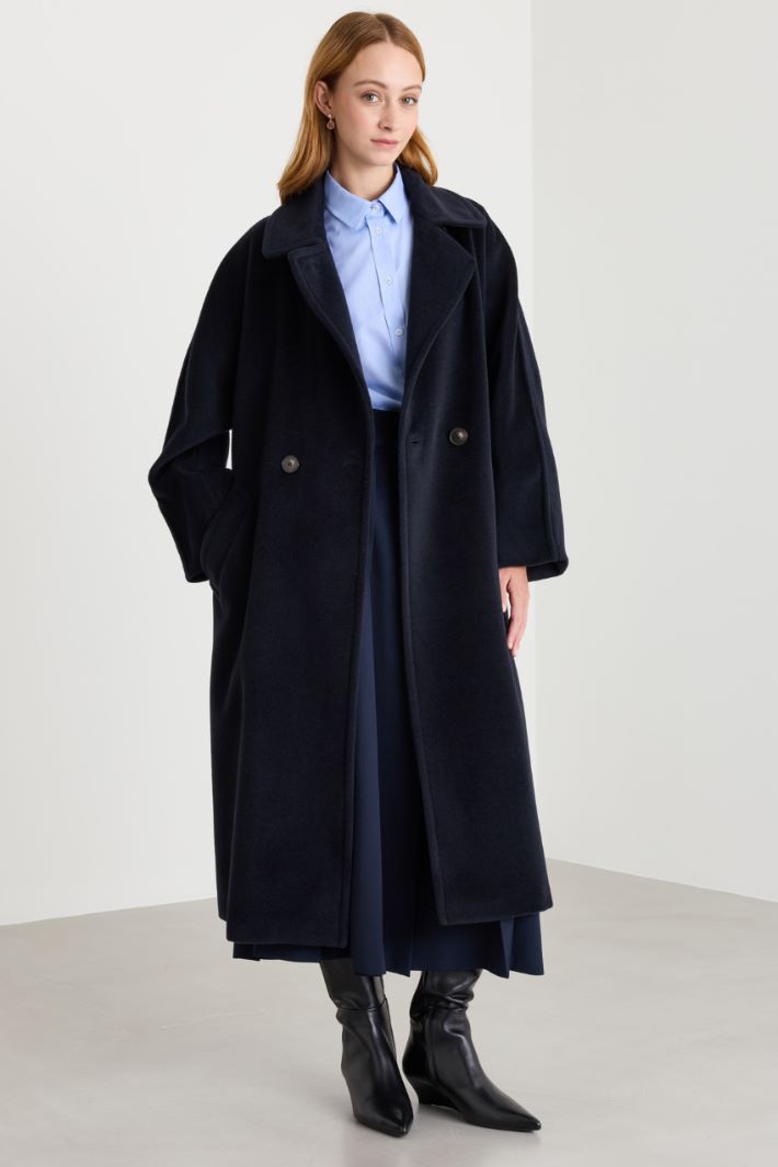 Cappotto doppiopetto in beaver - BLU - Intrend