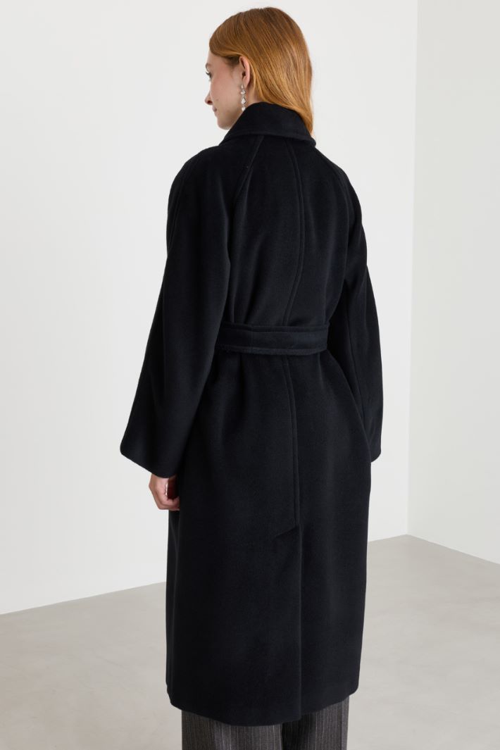 Manteau croisé en beaver - NOIR - Intrend - 4