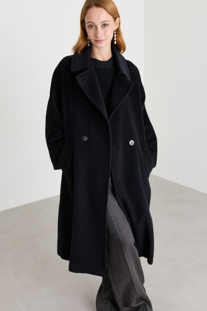 Manteau croisé en beaver - NOIR - Intrend - 2