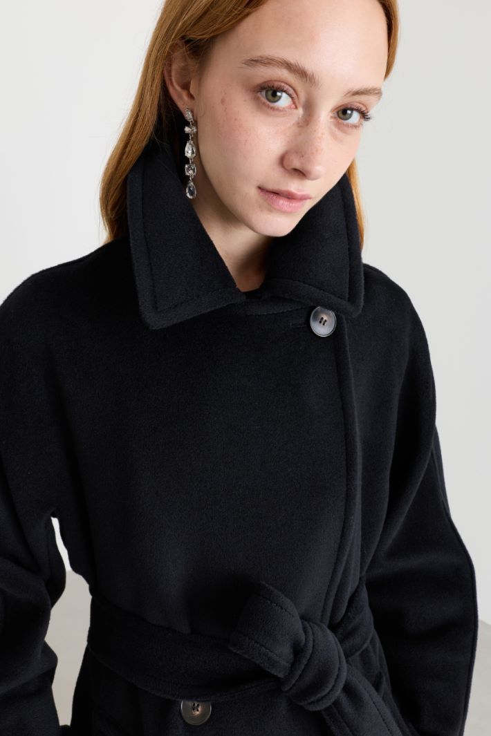 Manteau croisé en beaver - NOIR - Intrend - 3
