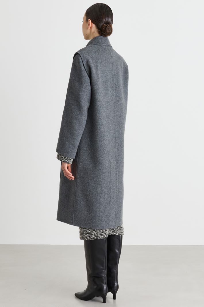 Cappotto doppiopetto in drap - GRIGIO - Intrend - 4