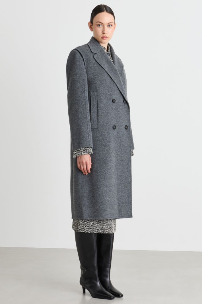 Cappotto doppiopetto in drap - GRIGIO - Intrend - 2