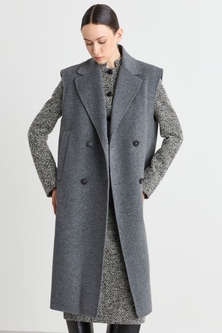 Cappotto doppiopetto in drap - GRIGIO - Intrend - 3