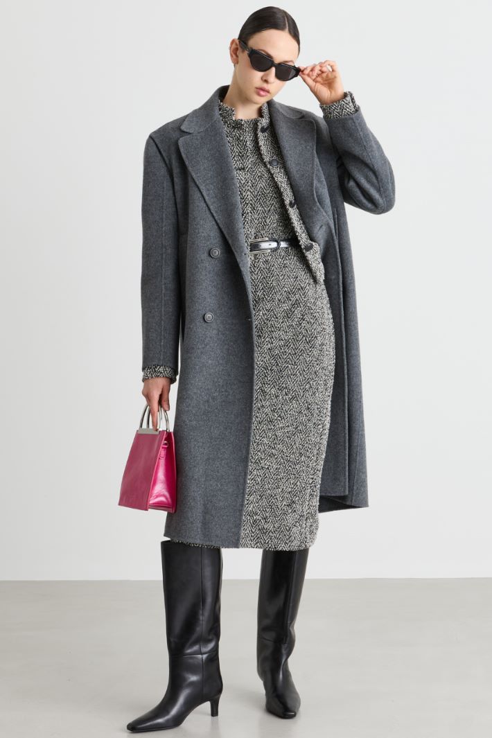 Cappotto doppiopetto in drap - GRIGIO - Intrend