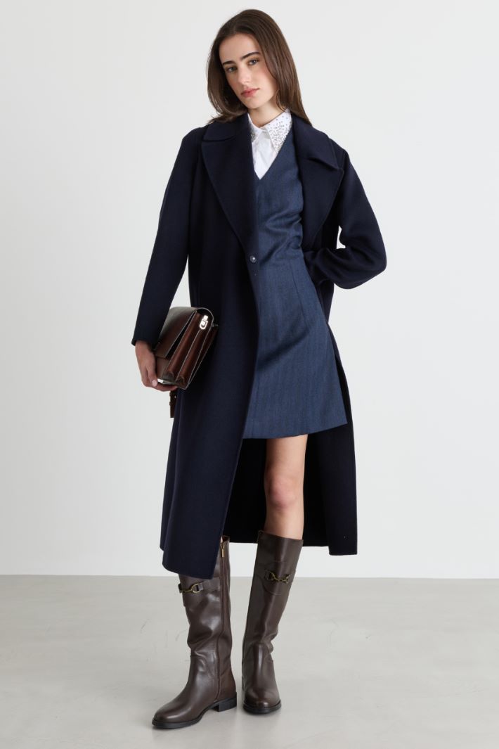 Long robe coat - BLUE - Intrend
