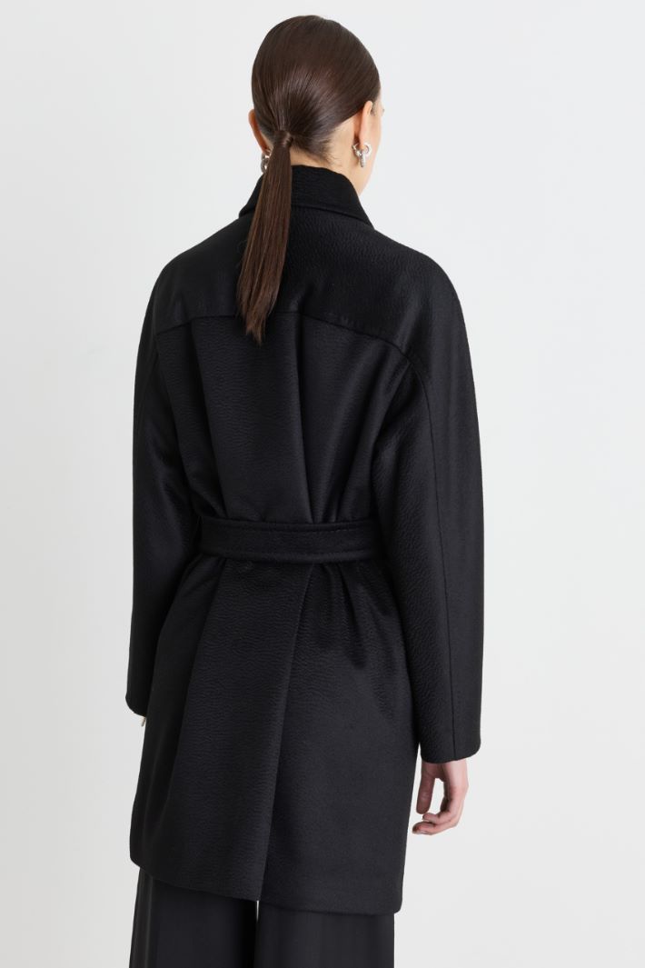 Cappotto in drap con cintura - NERO - Intrend - 4