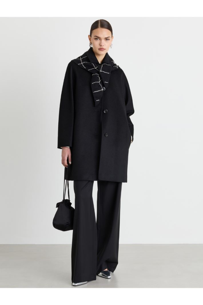 Cappotto in drap con cintura - NERO - Intrend