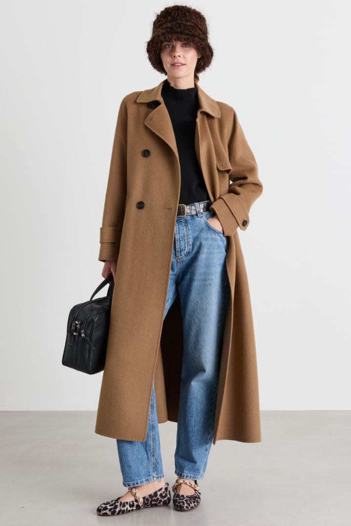Cappotto doppiopetto con bavolet - CAMMELLO - Intrend