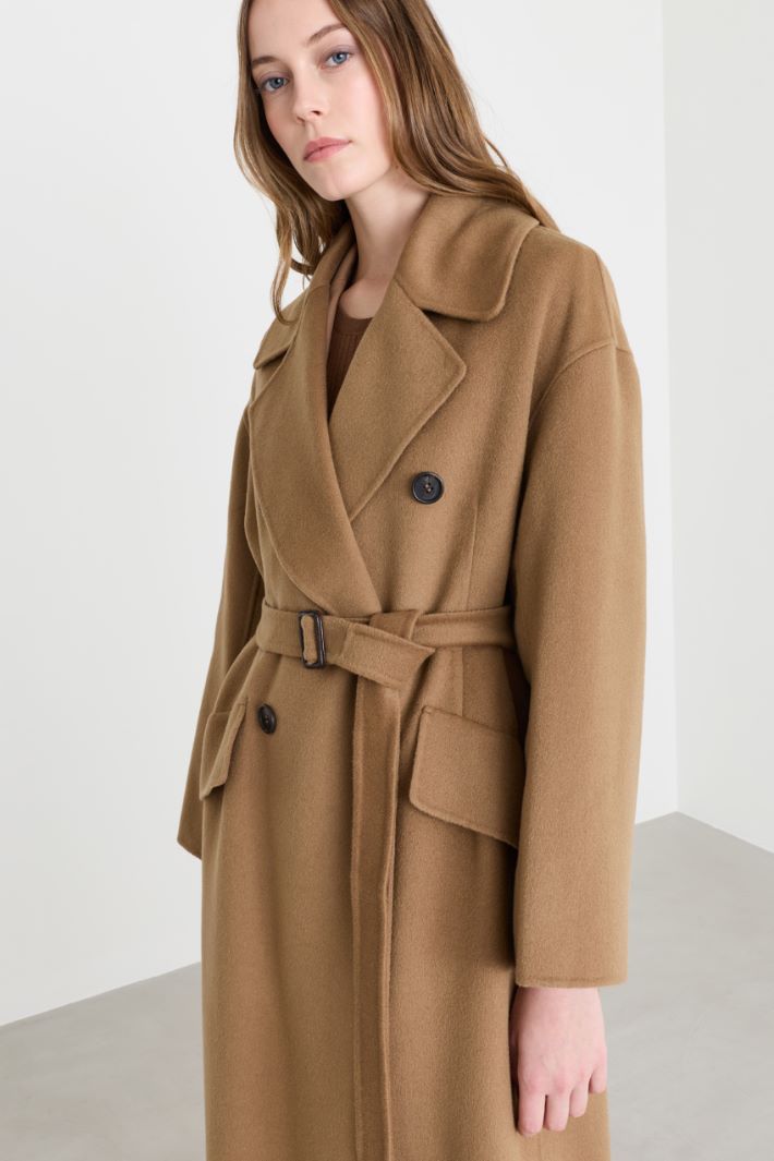 Double-breasted belted coat - CAMEL - Intrend - 3