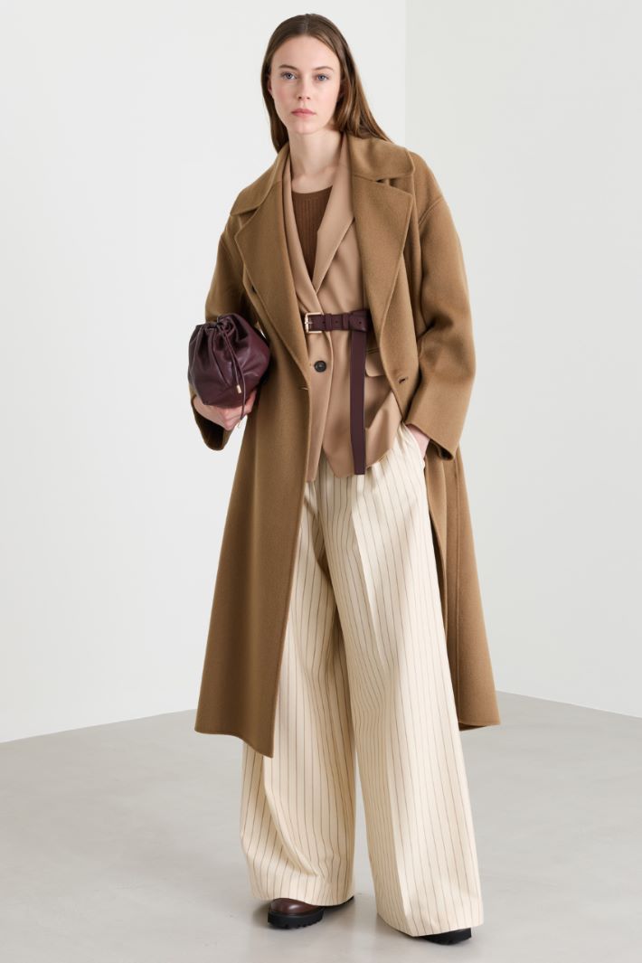 Double-breasted belted coat - CAMEL - Intrend