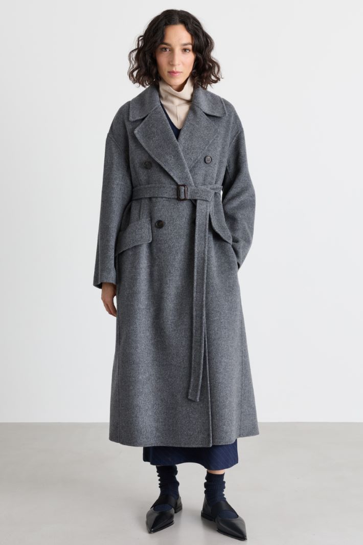 Double-breasted belted coat - GREY - Intrend - 2