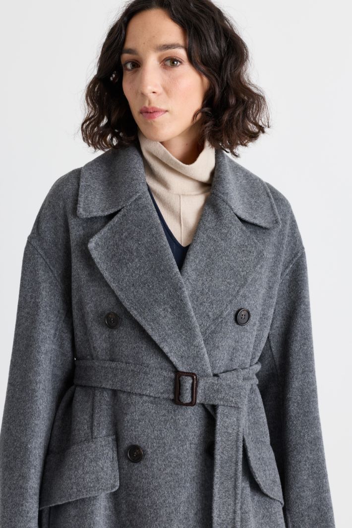 Double-breasted belted coat - GREY - Intrend - 3