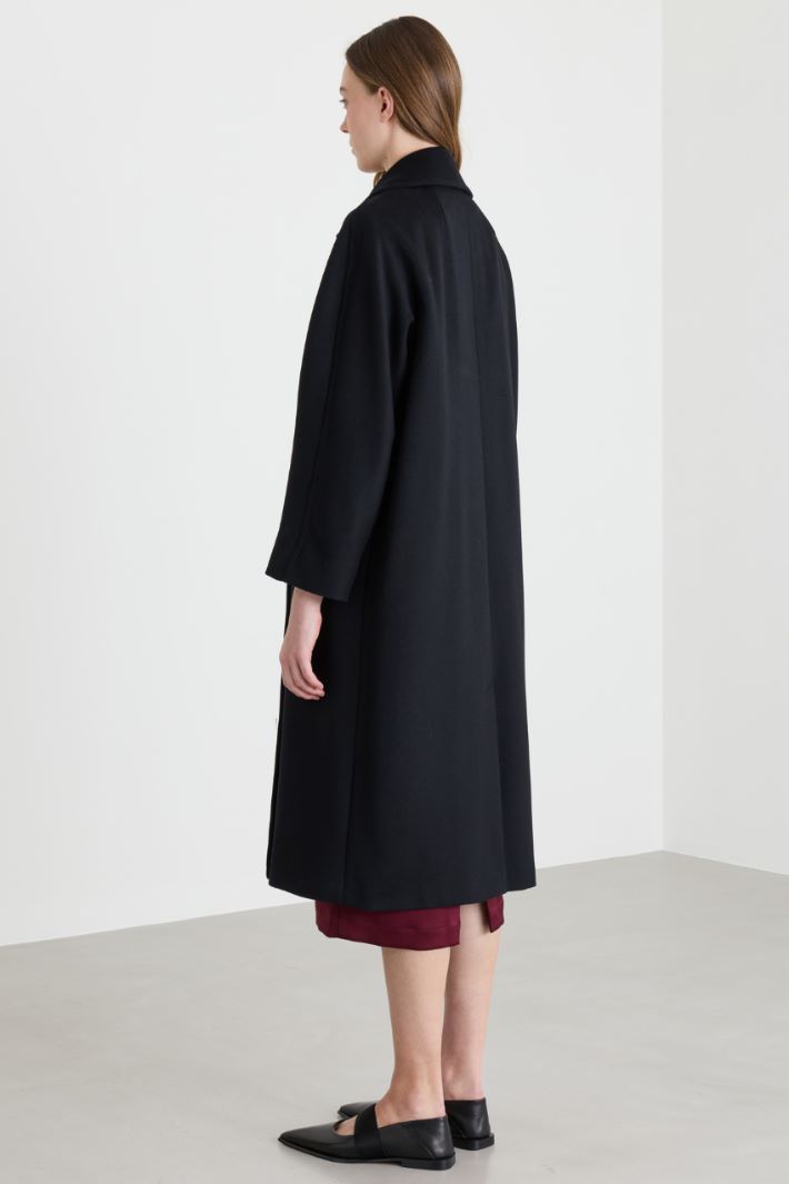 Cappotto doppiopetto con cintura - NERO - Intrend - 4