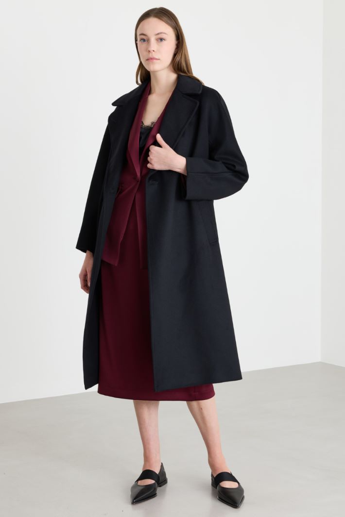 Cappotto doppiopetto con cintura - NERO - Intrend - 2
