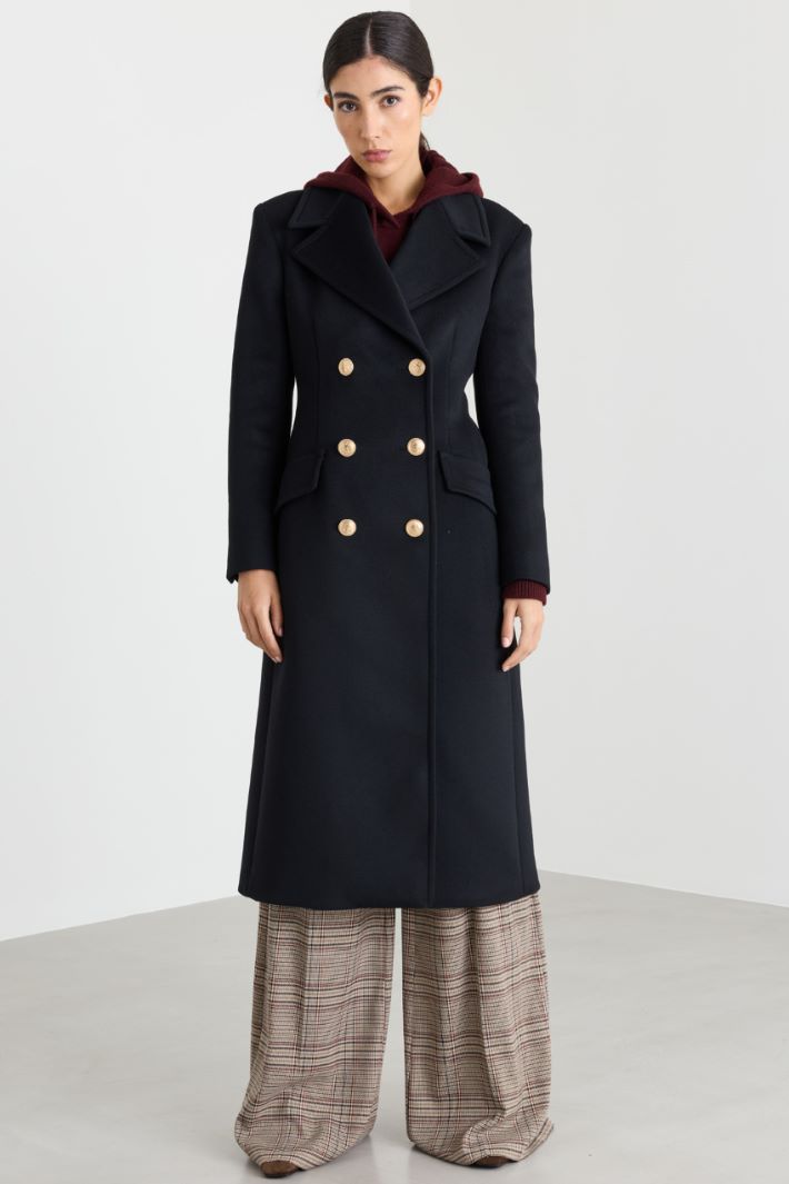 Cappotto sfiancato in drap - BLU - Intrend