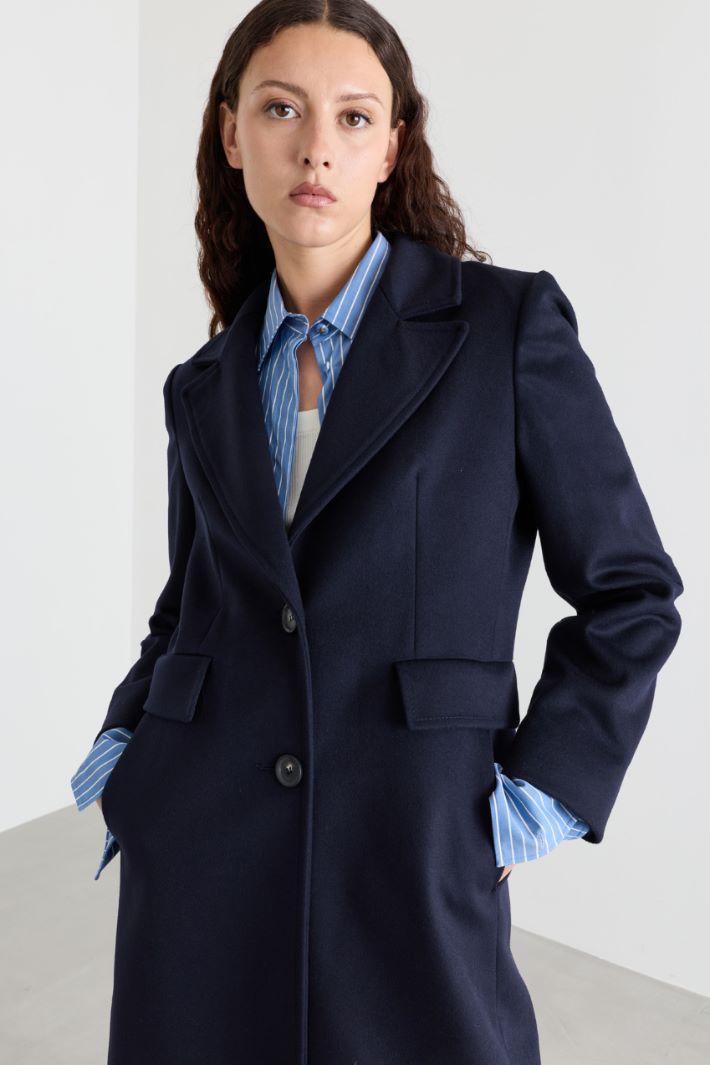 Wool Drap Coat - BLUE - Intrend - 3