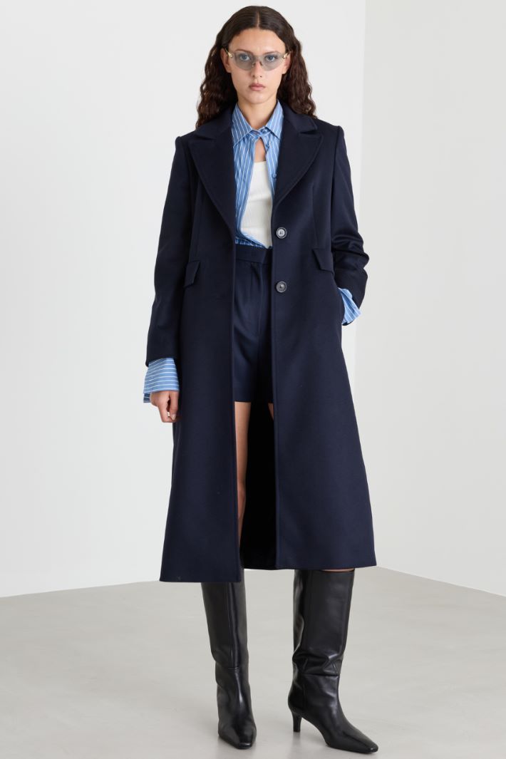 Wool Drap Coat - BLUE - Intrend