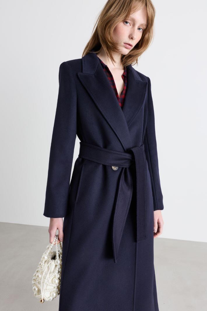 Cappotto doppiopetto con cintura - BLU - Intrend - 2