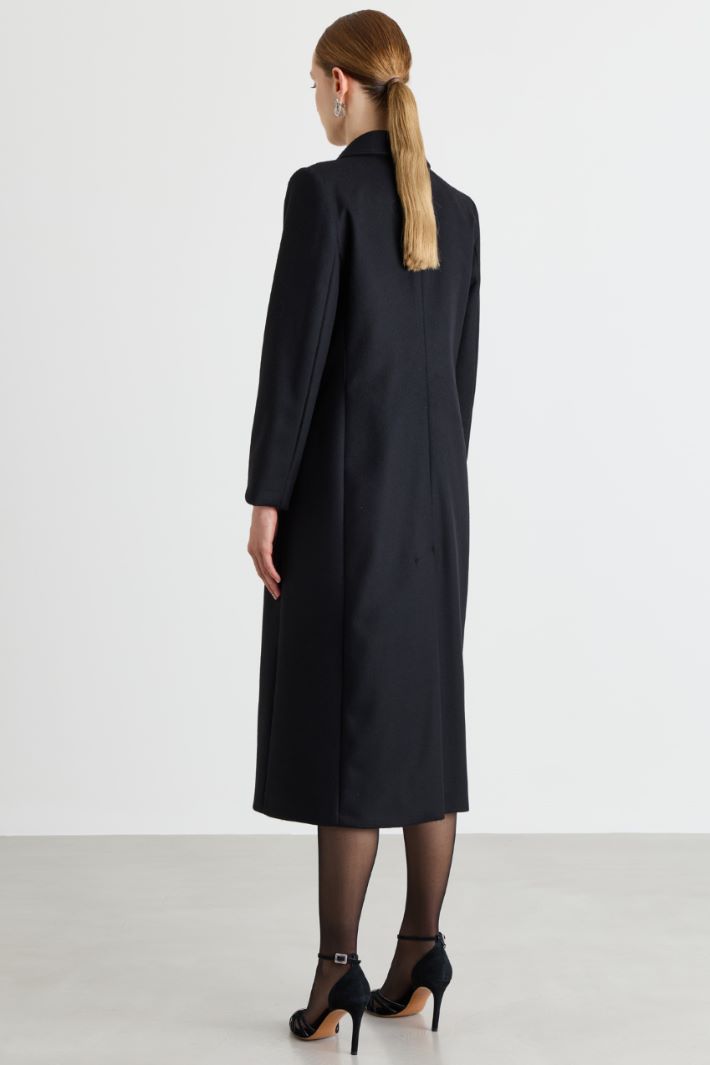 Belted double-breasted coat - BLACK - Intrend - 4