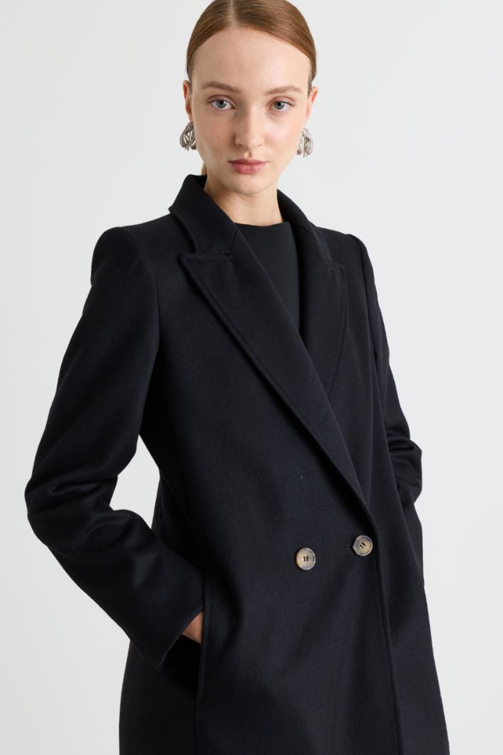 Belted double-breasted coat - BLACK - Intrend - 3