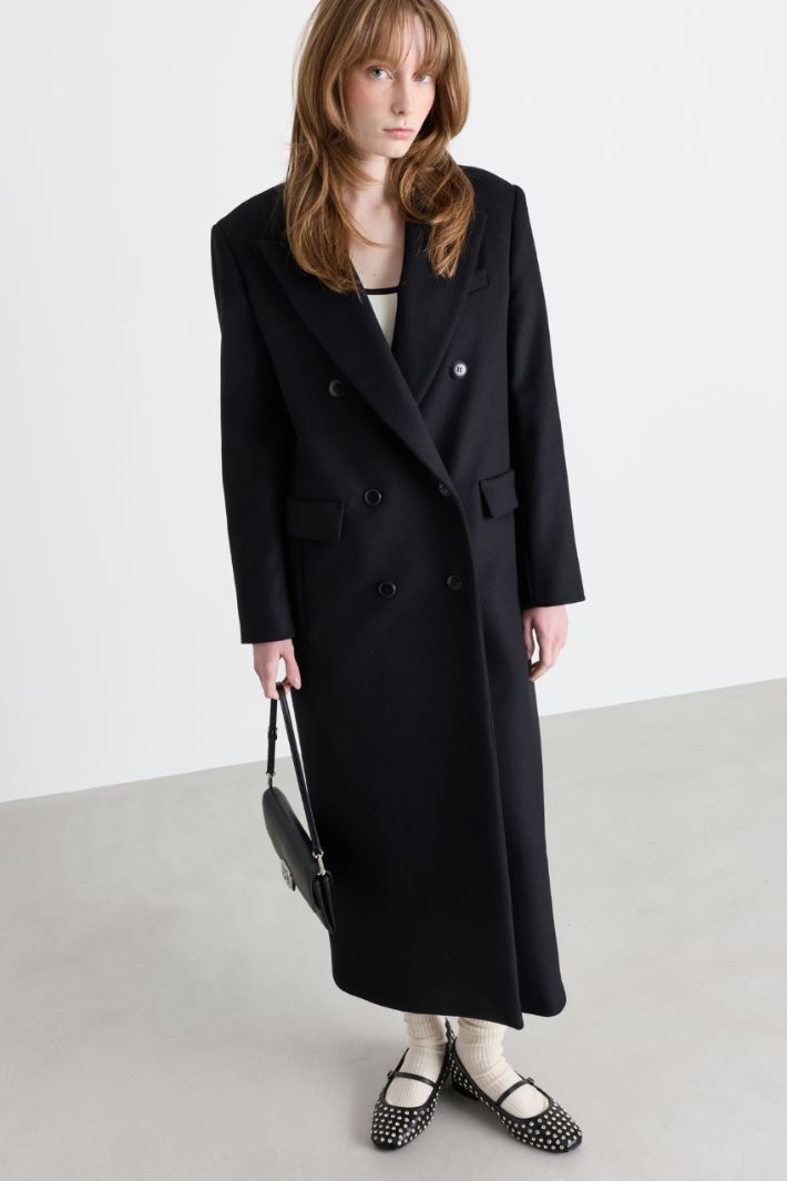 Long double-breasted coat - BLACK - Intrend - 2