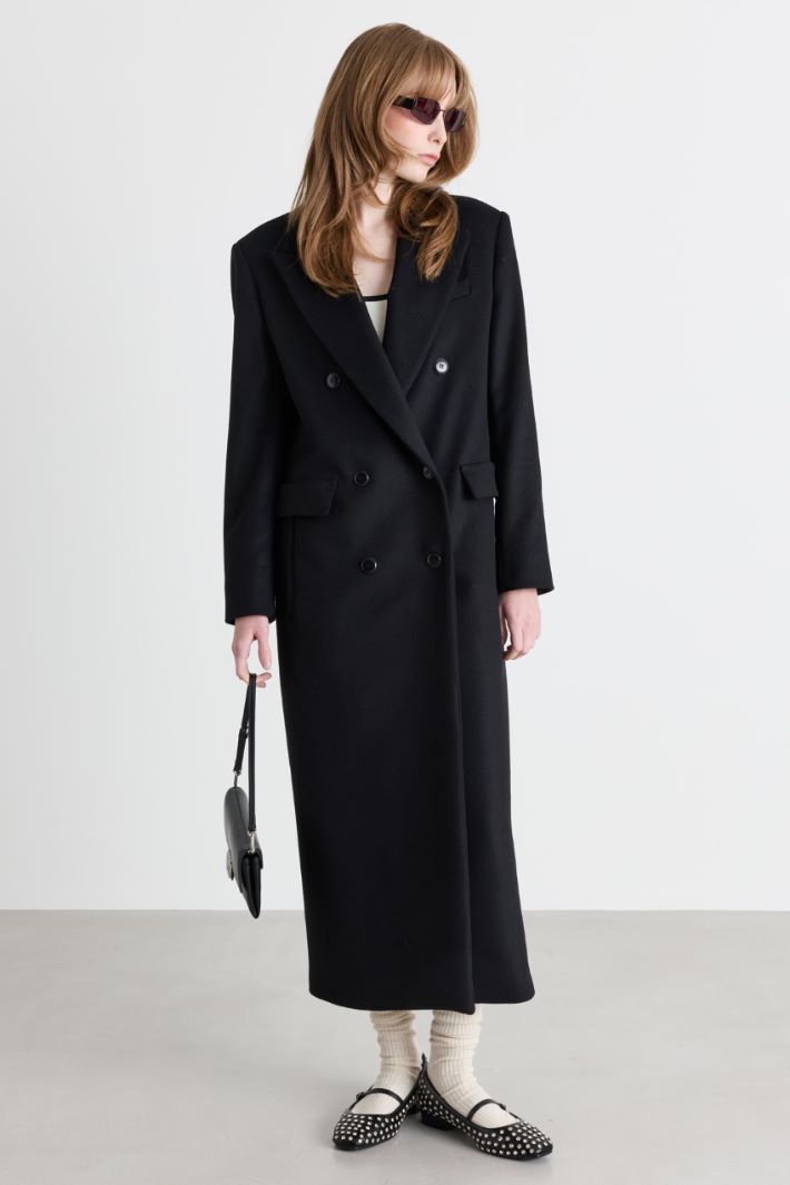 Long double-breasted coat - BLACK - Intrend