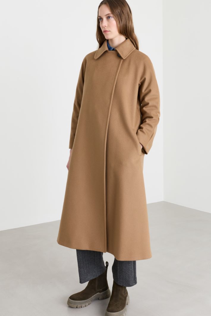 Long Wool Drap Coat - CAMEL - Intrend - 2