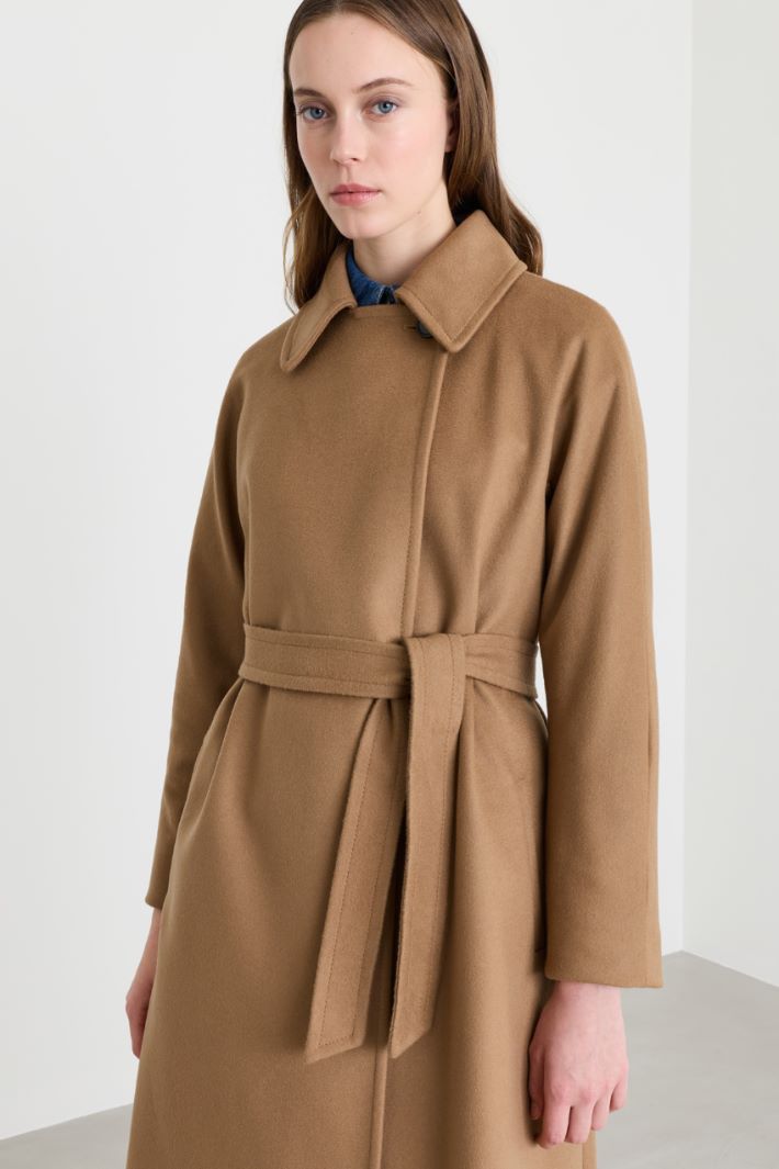 Long Wool Drap Coat - CAMEL - Intrend - 3
