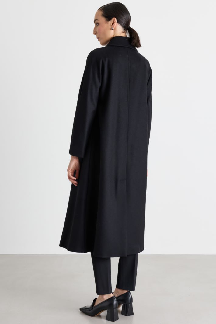 Cappotto lungo in drap - NERO - Intrend - 4